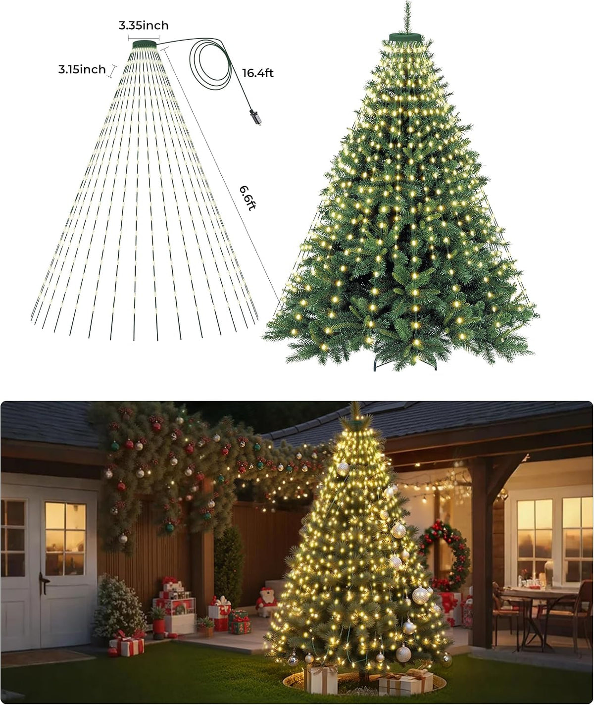 Tomanwai Luces de Árbol de Navidad, 400 luces LED de Navidad con 8...