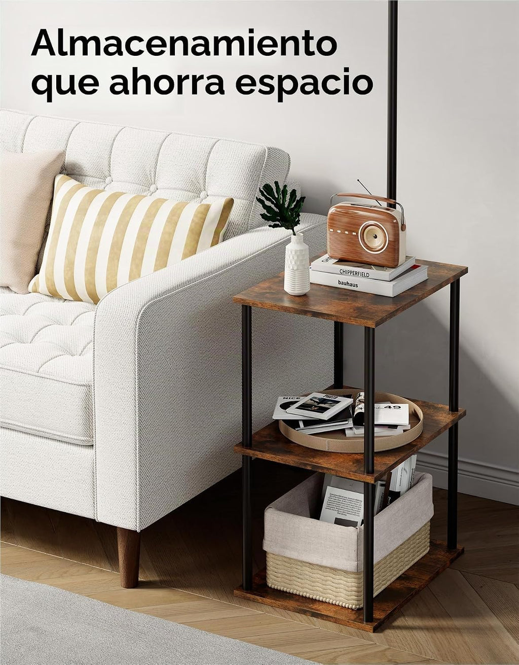 PARTPHONER Lámpara de pie con mesa, mesita de noche con lámpara, me...