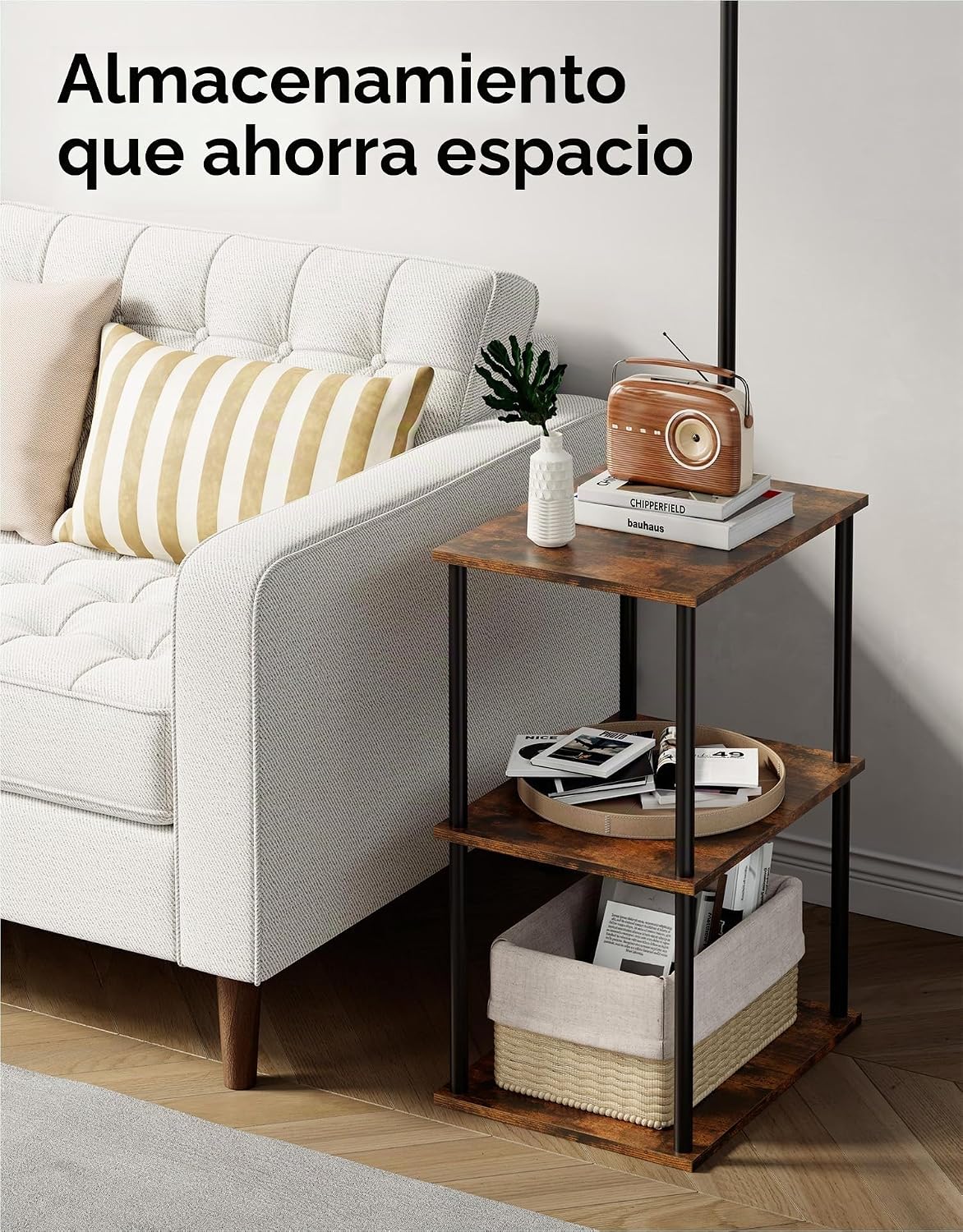 PARTPHONER Lámpara de pie con mesa, mesita de noche con lámpara, me...