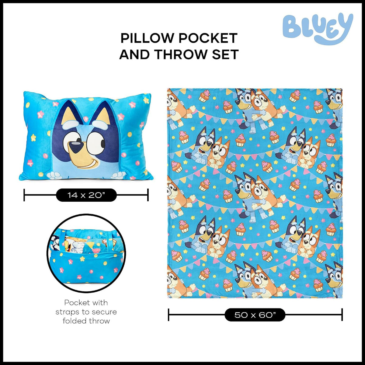 Northwest Bluey Party Pups Manta Throw Silk Touch de 50 x 60 pulgad...