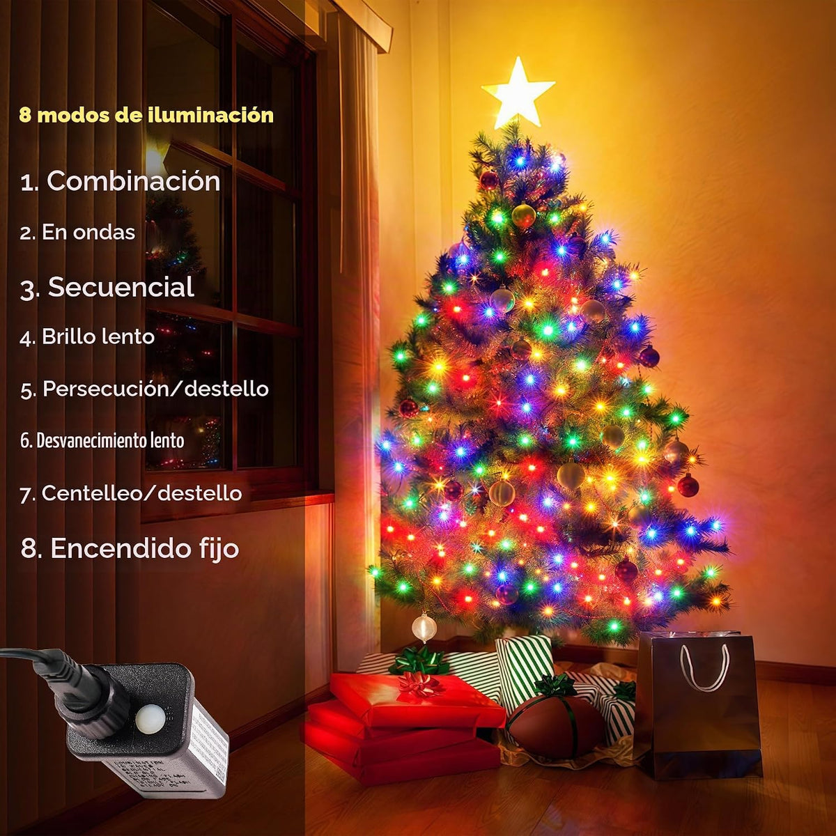 BlcTec Luces de Navidad, 300 luces LED de 108 pies para árbol de Na...