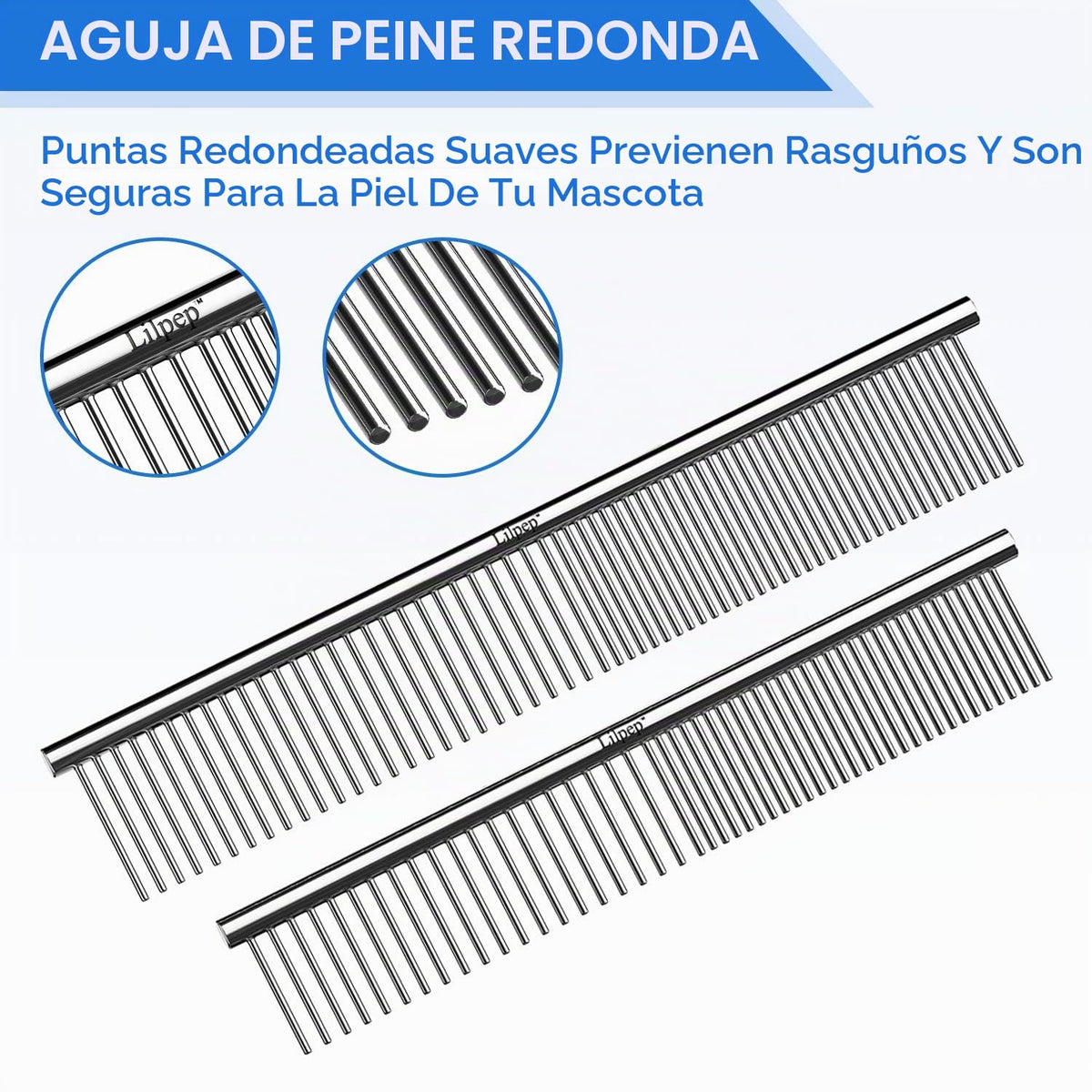 Lilpep 2 peines de metal de acero inoxidable para perros, para elim...