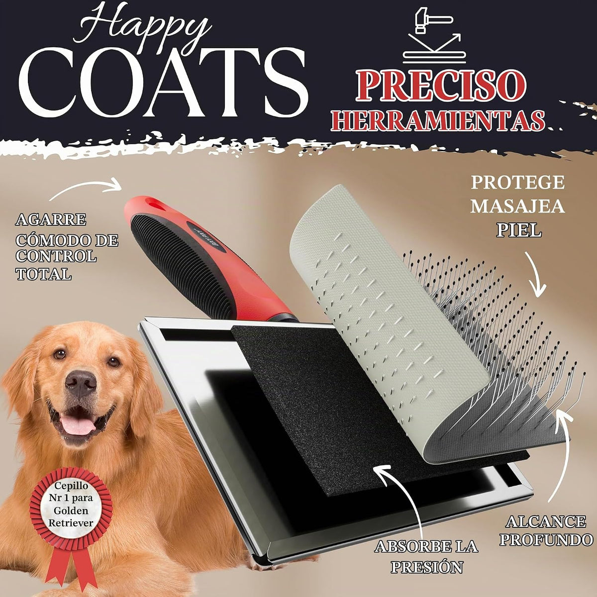Bixy Pixy Cepillo Desenredante para Perros \u2013 Grande \u2013 Cer...