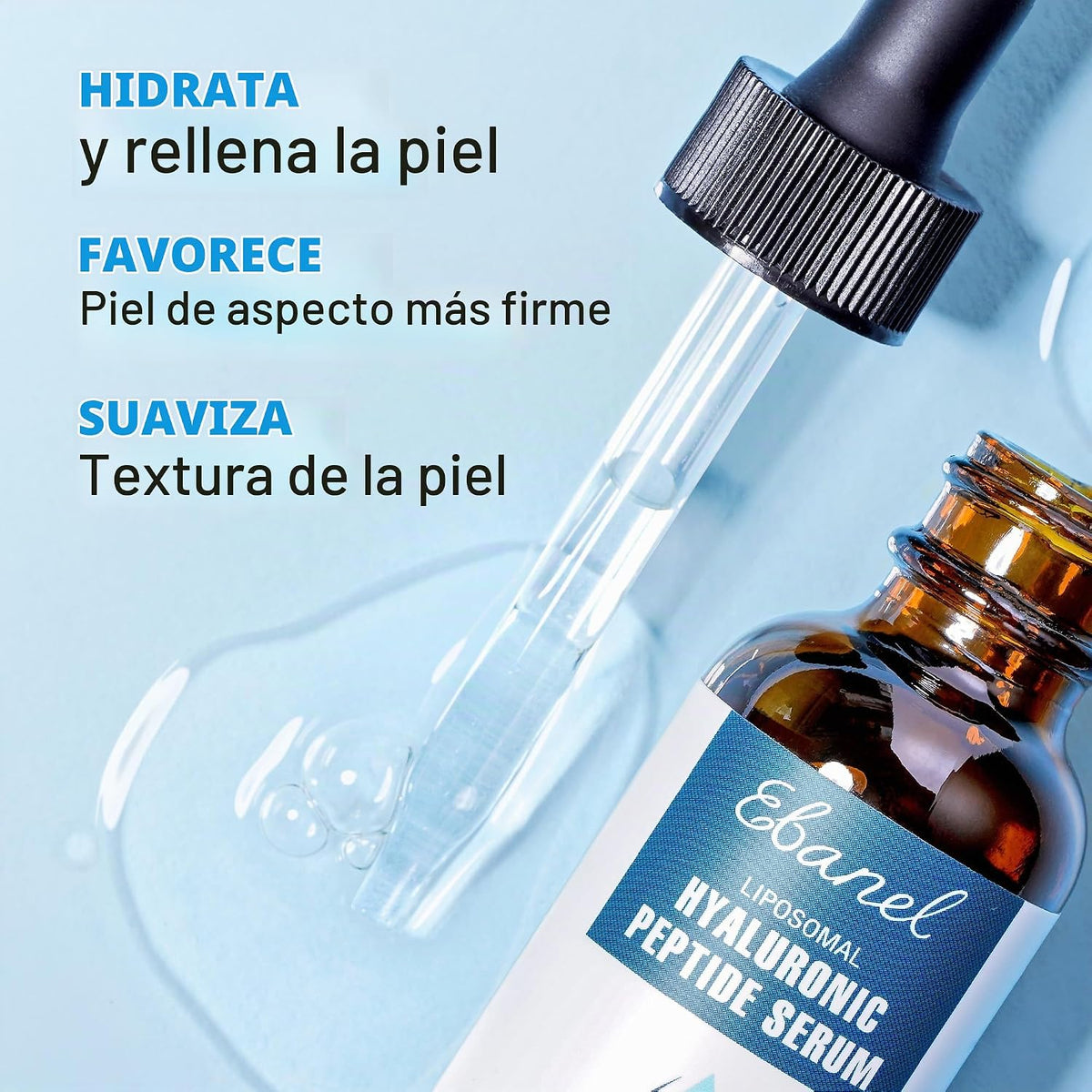Ebanel Suero de ácido hialurónico para cara con péptidos, suero ant...