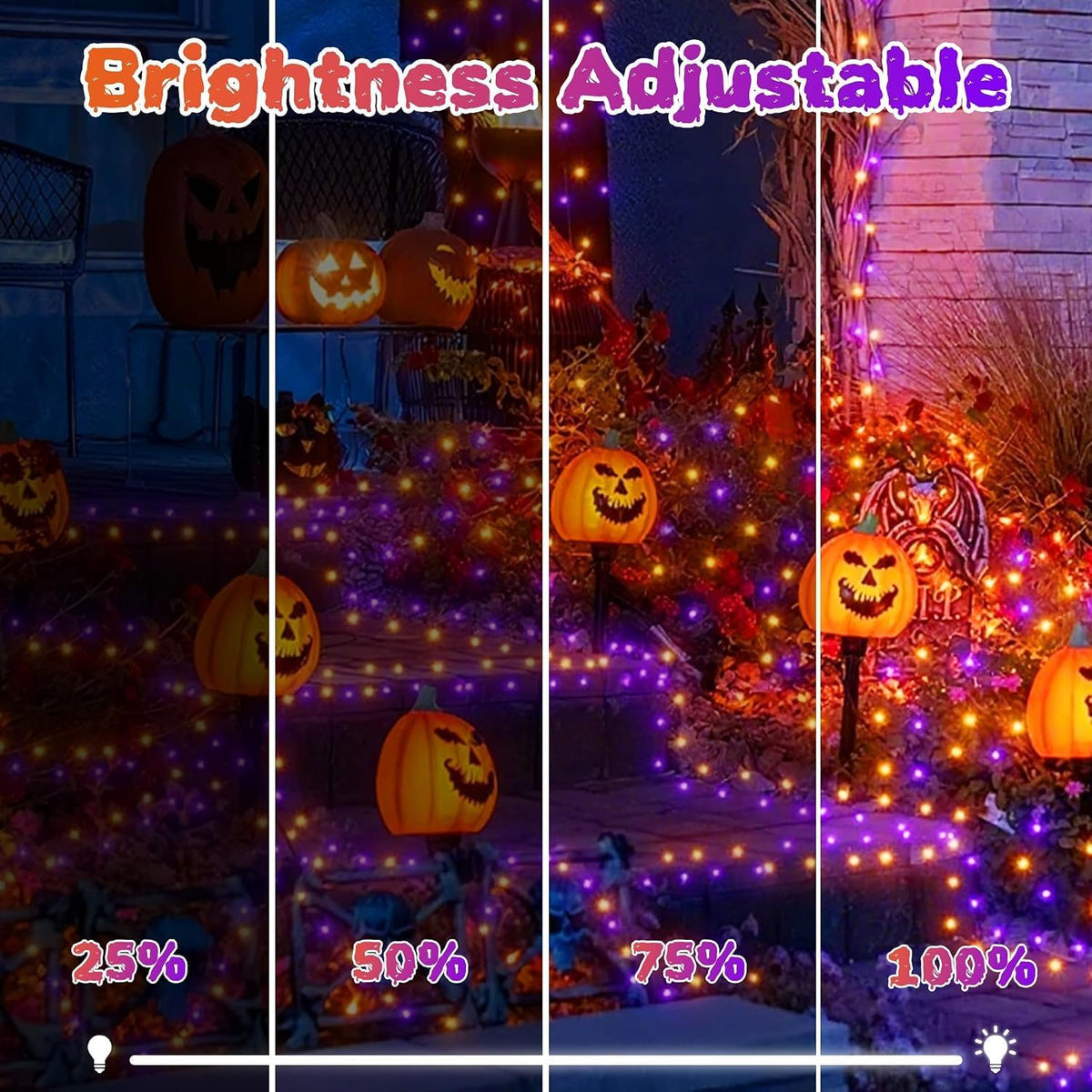 VTECHOLOG - 300 luces LED moradas y naranjas para árbol de Navidad,...
