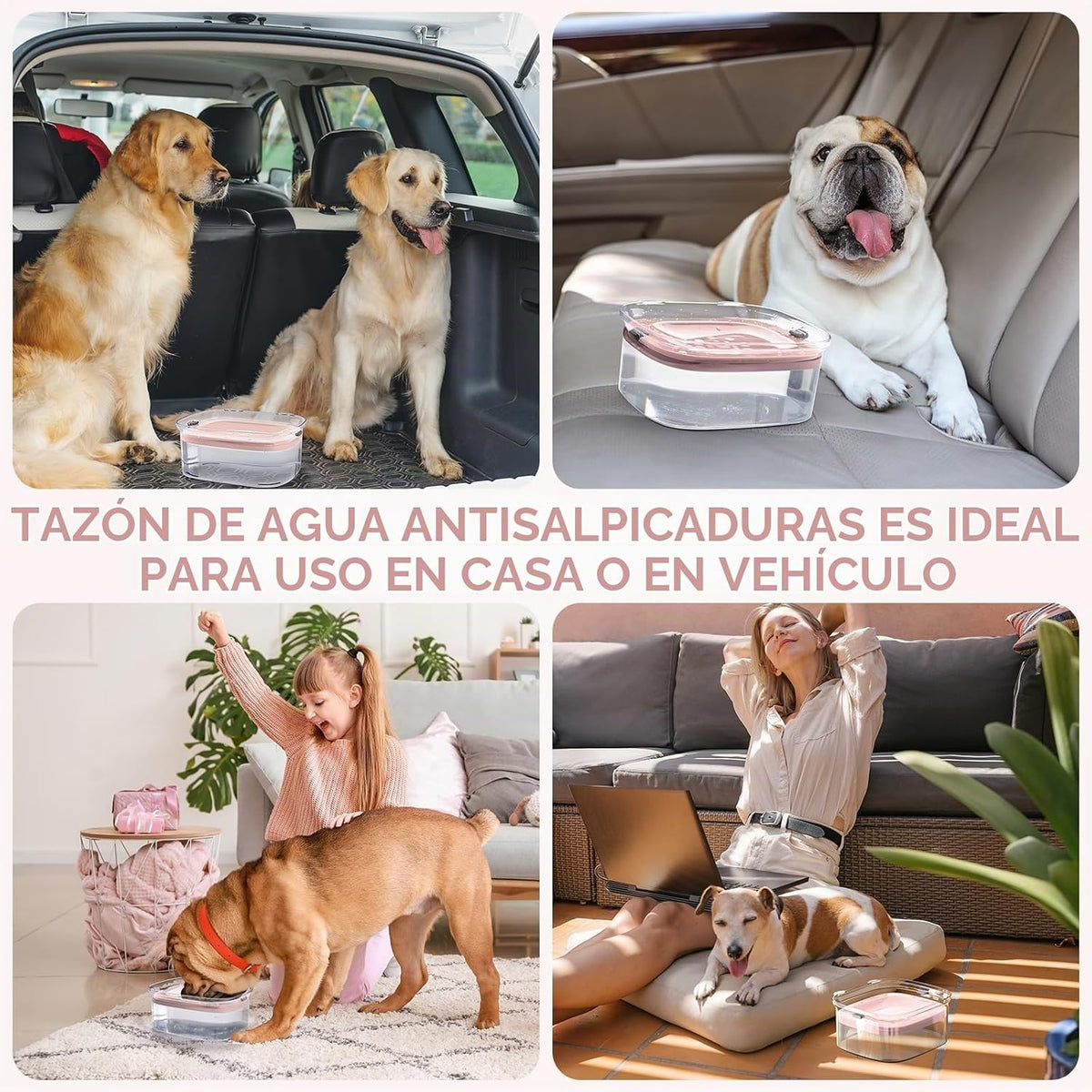 AONKEY Tazón de agua para perros de 3 litros sin derrames, 101 onza...