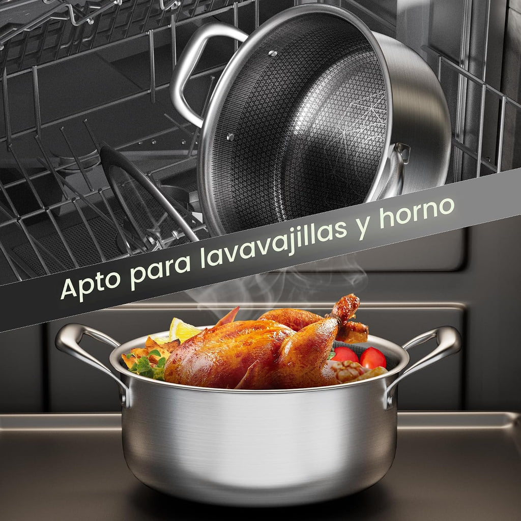 COOKER KING Juego de 6 ollas antiadherentes híbridas de 1.5 y 2 cua...