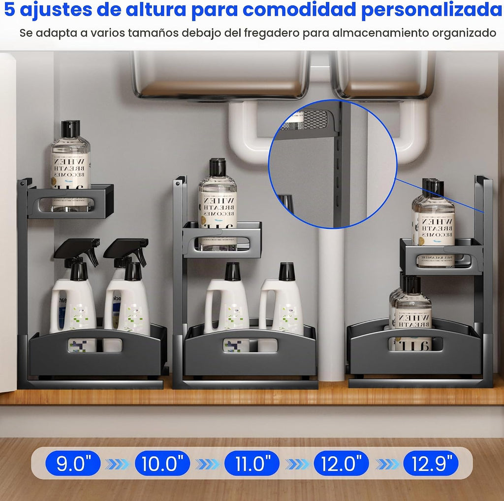 Petiza Organizador para debajo del fregadero, paquete de 2 organiza...