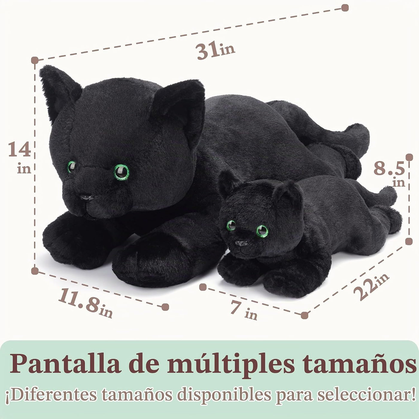 IKASA Peluche de gato negro grande, juguetes suaves grandes y grand...