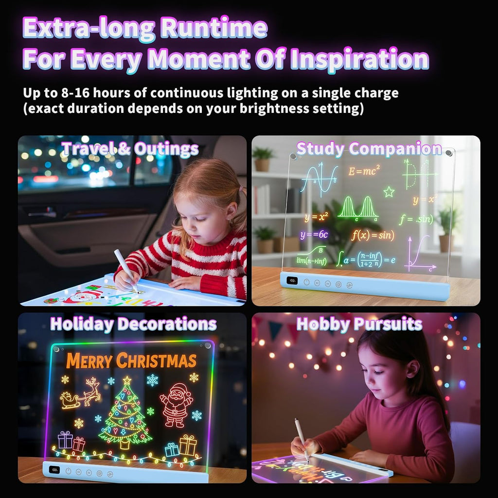 Lumiboard Tablero de dibujo LED con 13 efectos de luz, tablero de n...