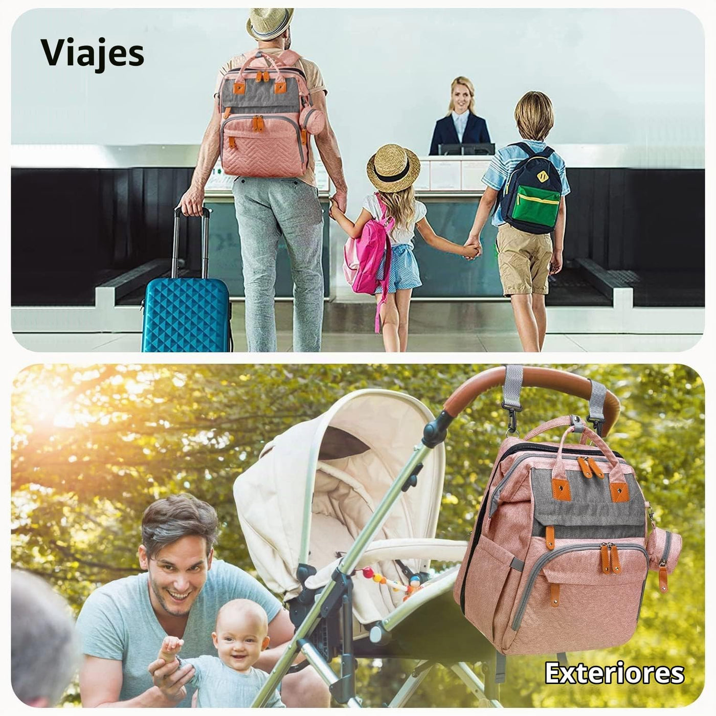 KABAQOO Mochila para pañales con estación de cambio desmontable, bo...