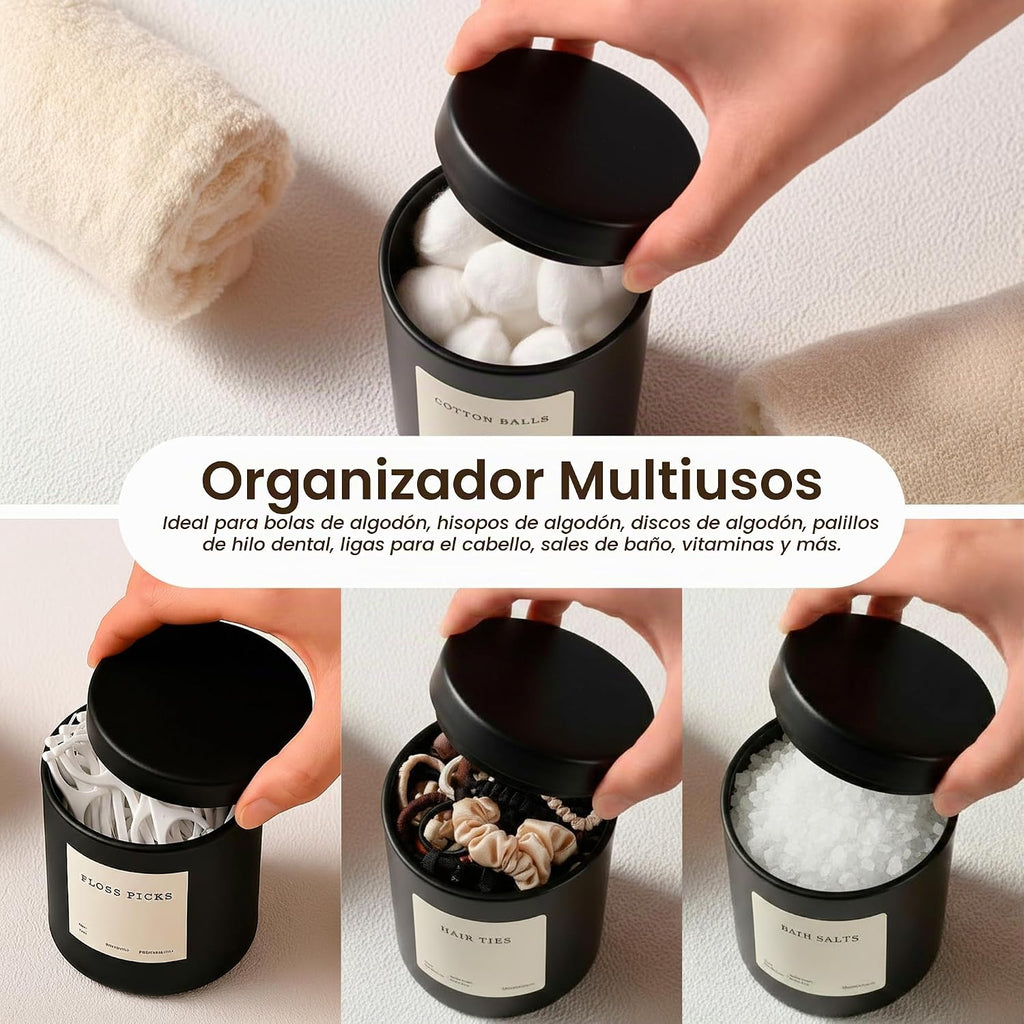 MaisoNovo Recipientes de vidrio para baño con tapas (hermético), so...