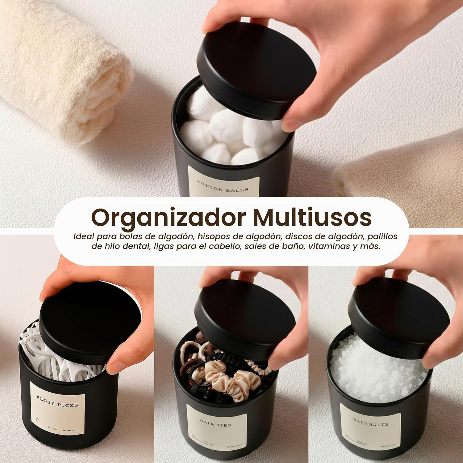 MaisoNovo Recipientes de vidrio para baño con tapas (hermético), so...