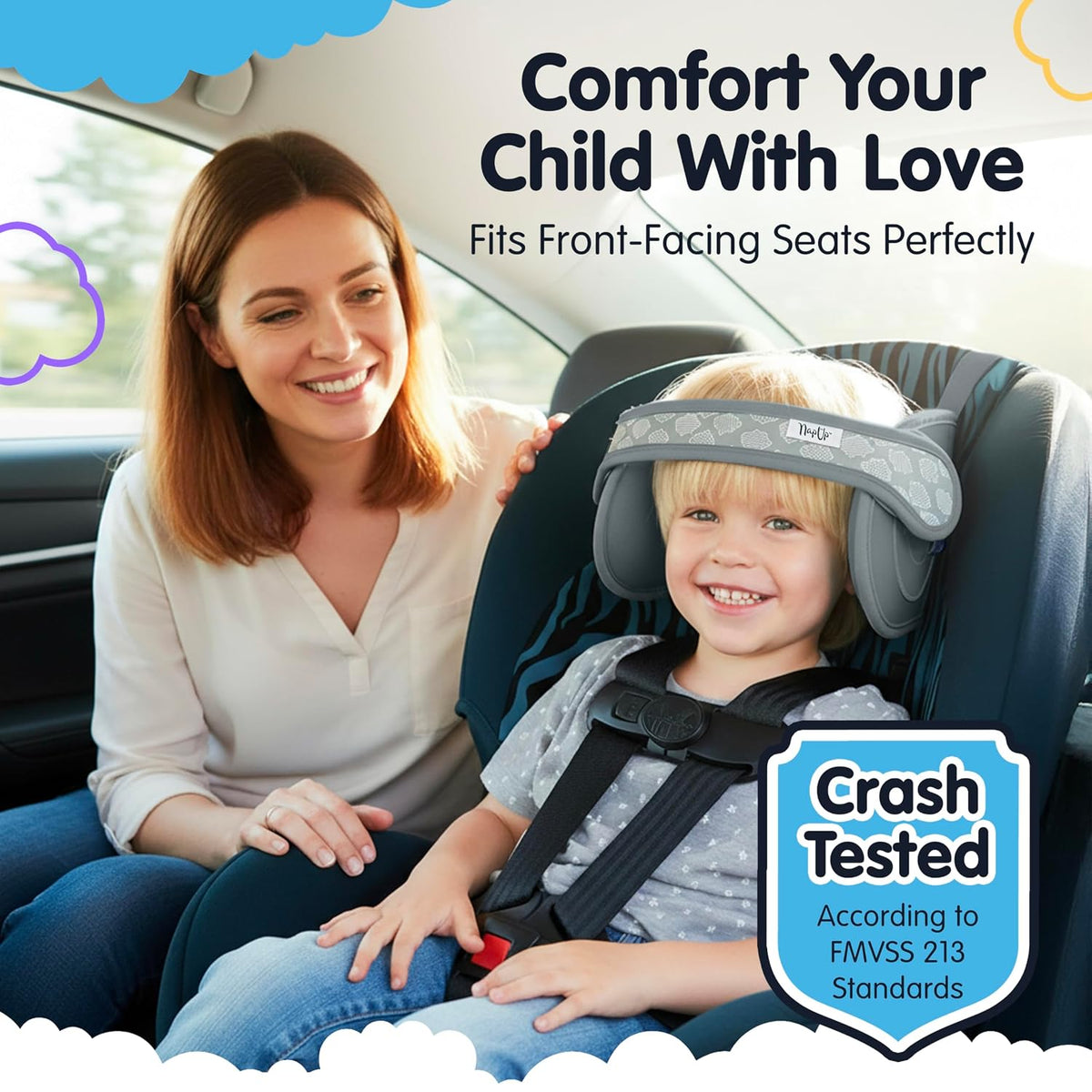 NapUp Soporte de cabeza de asiento de coche para niños pequeños - S...