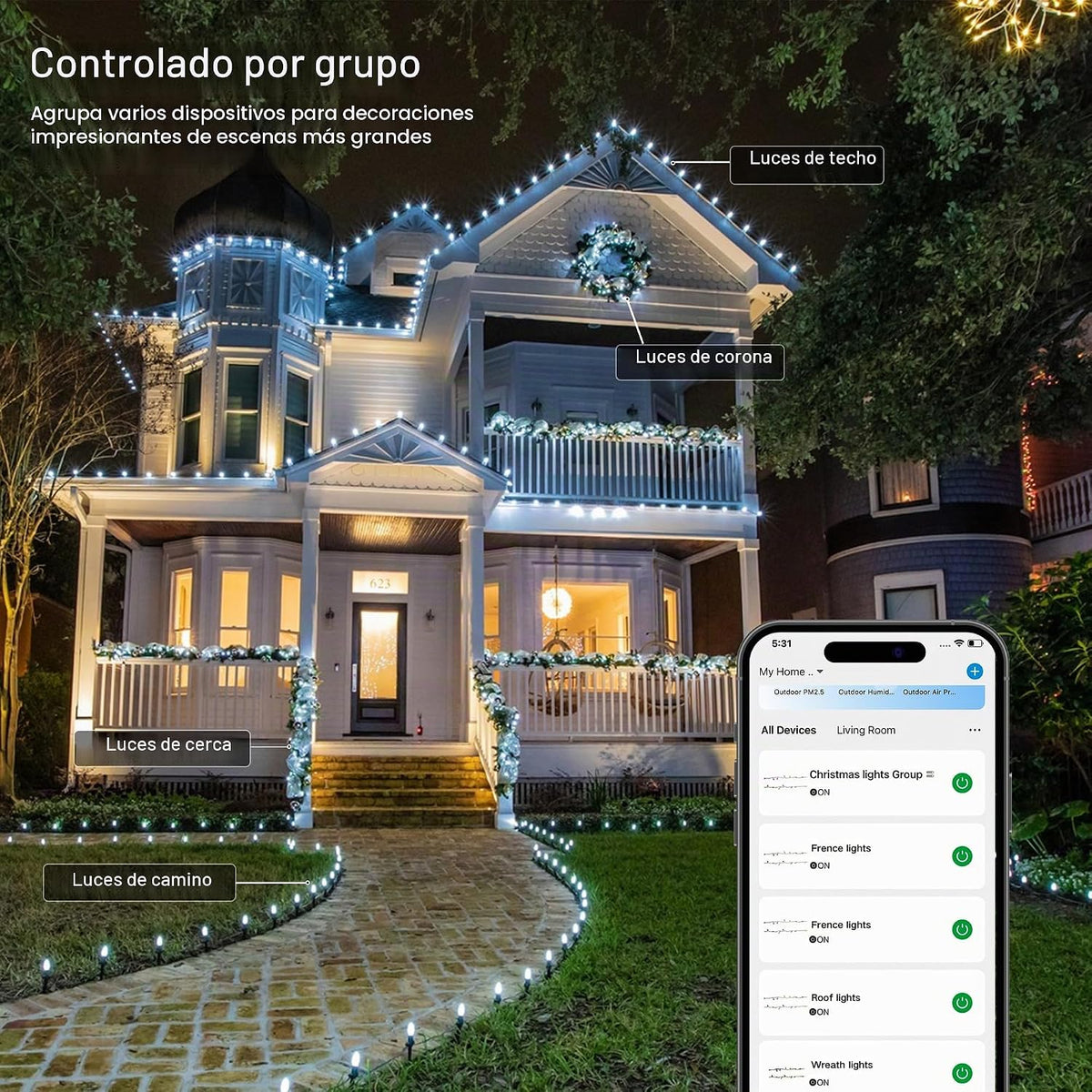 Brizled Luces de Navidad inteligentes C9 (no conectables, 39 pies,...