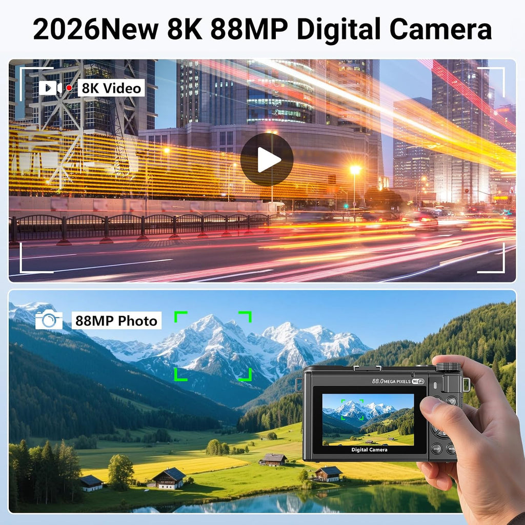 Cámara digital 8K para fotografía, cámara de vlogging para YouTube...