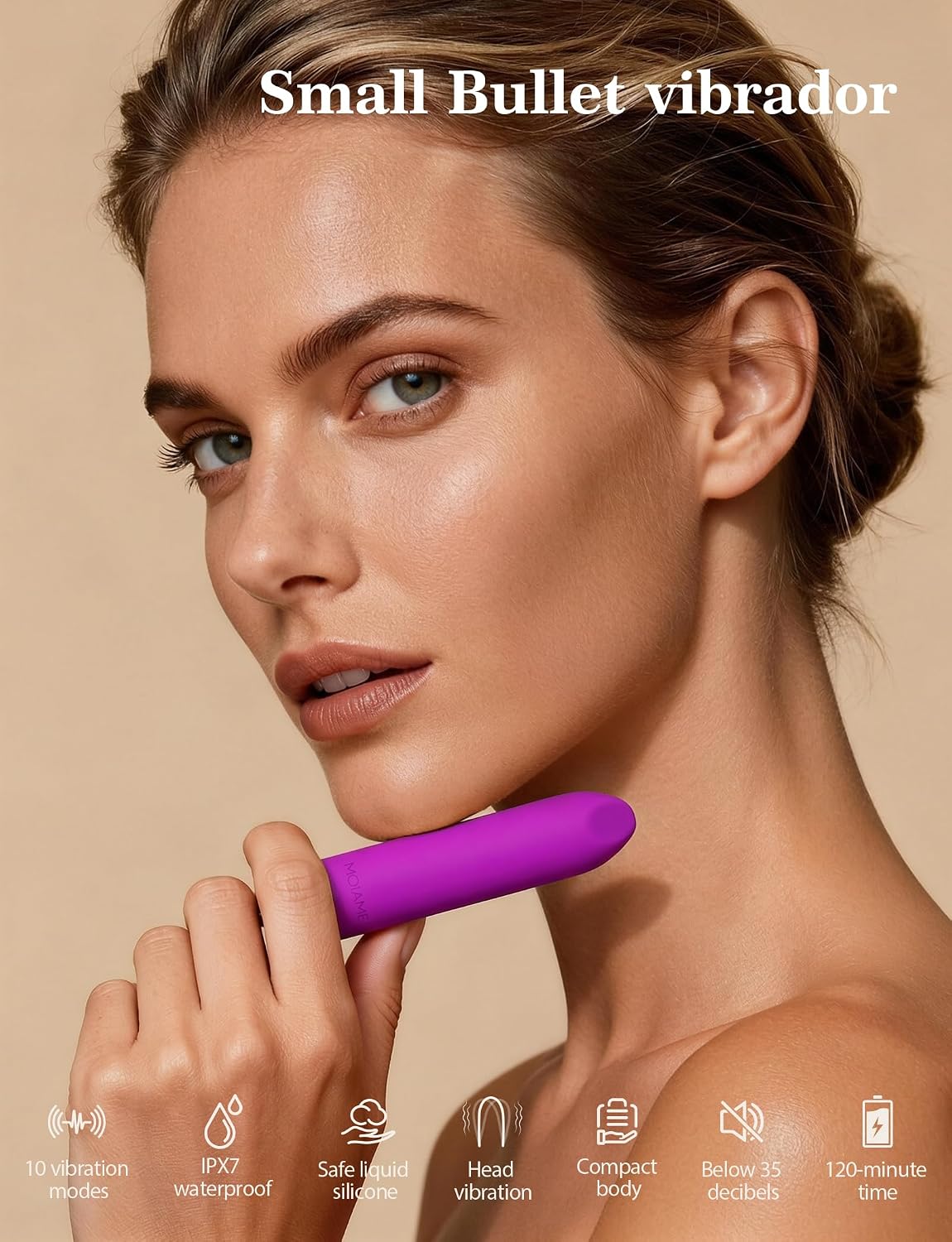 MOIAME - Vibrador completamente de silicona para mujer, impermeabil...