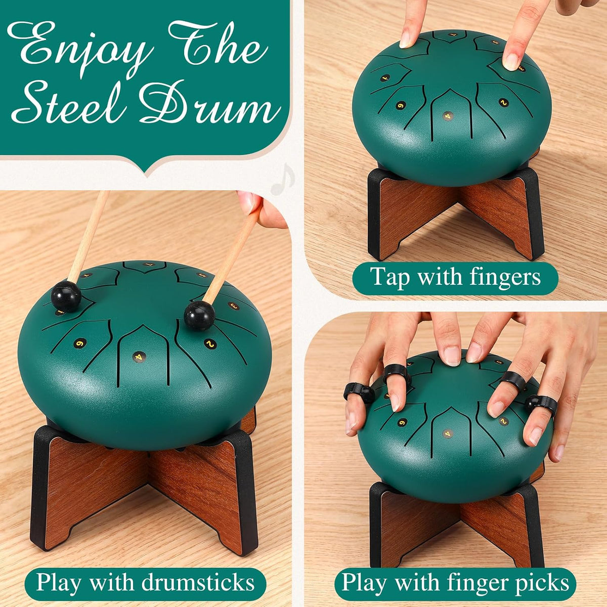Resholder Rain Drum para piano de pulgar Kalimba de jardín exterior...