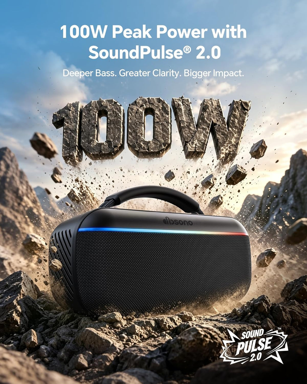 dbsono Altavoz Bluetooth Portátil Inalámbrico, Pico 100W, Bluetooth...