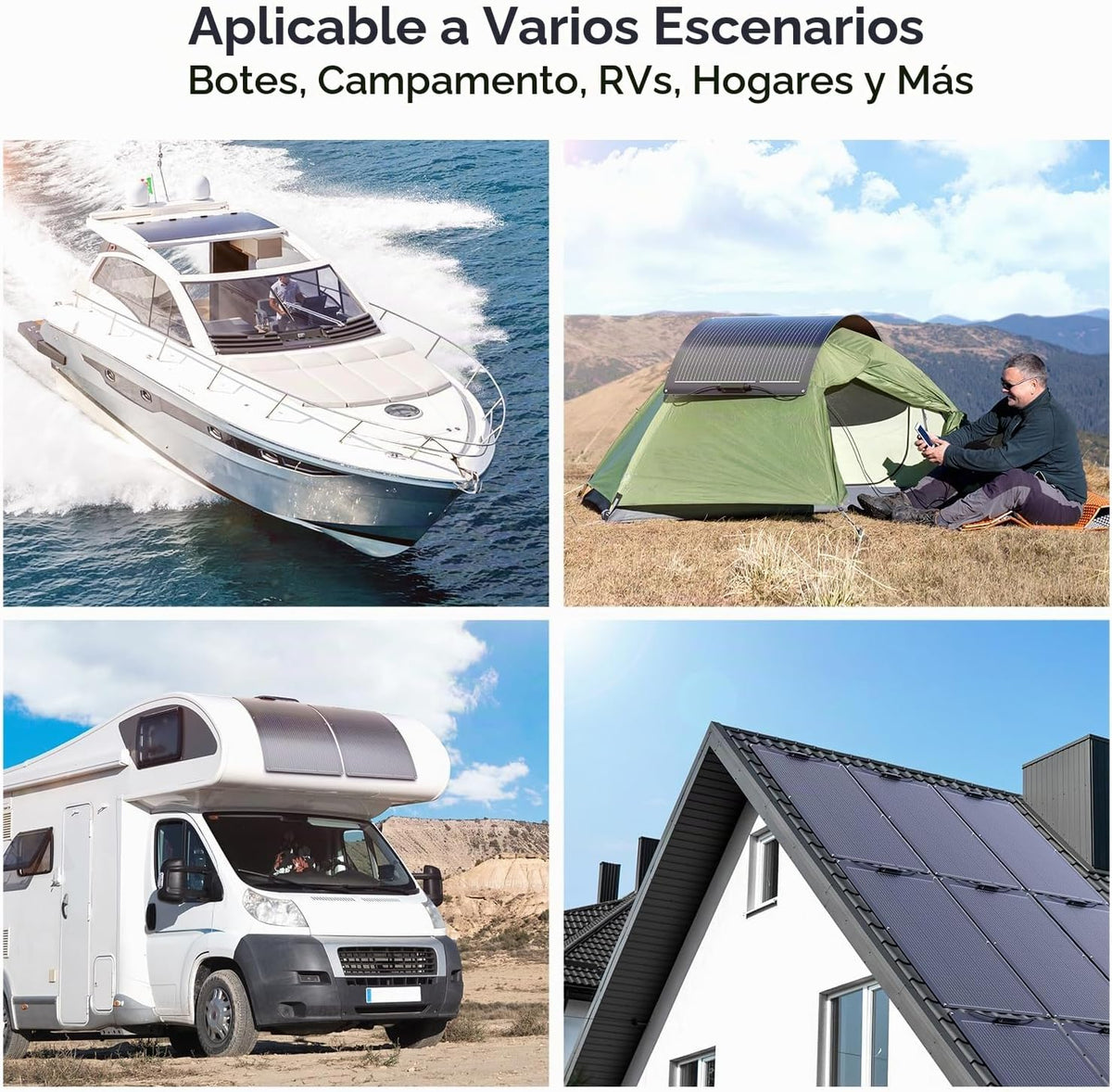 Callsun Sistema de panel solar flexible de 400 W (4 x 100 W), matri...