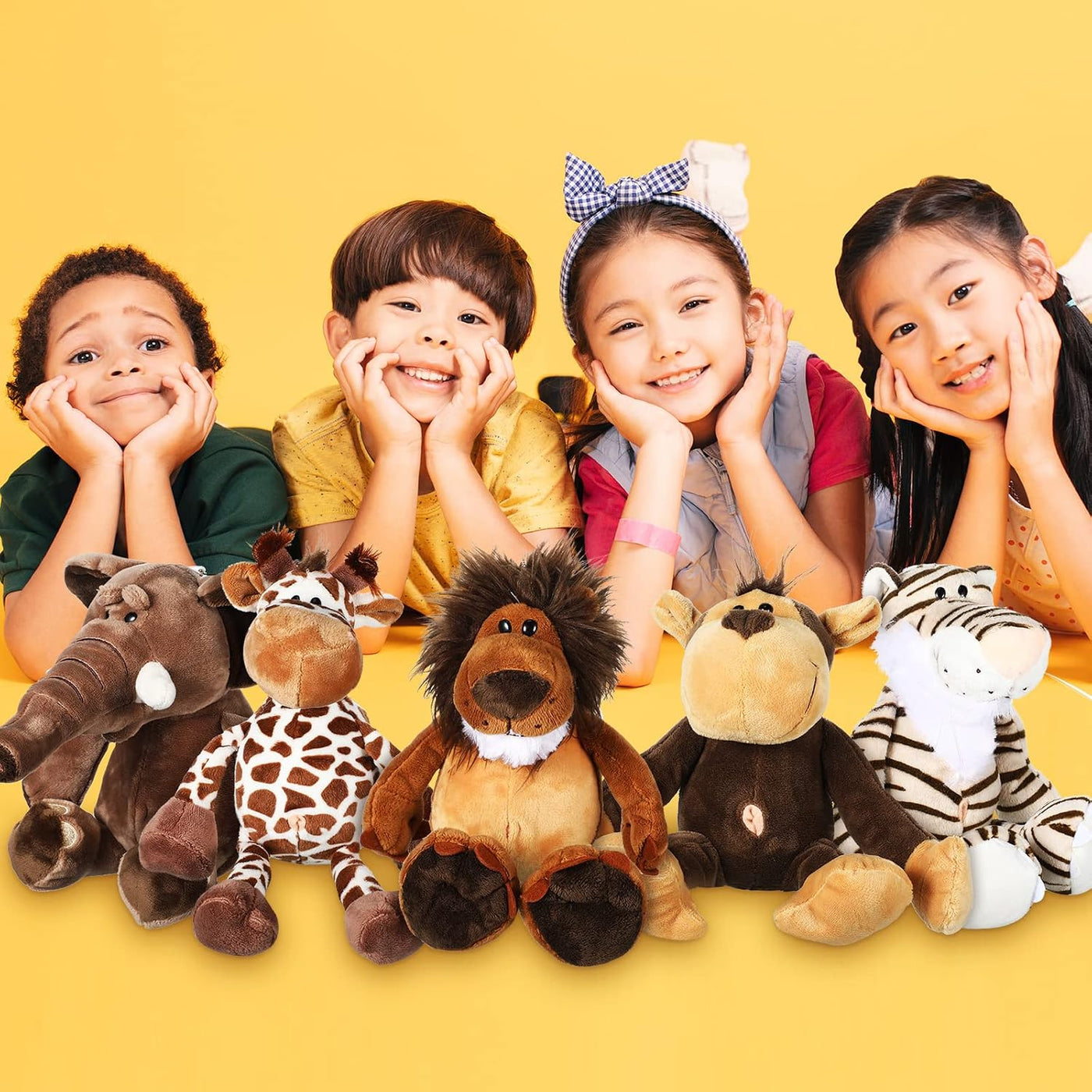 Zhanmai Juego de 6 juguetes de peluche de animales de safari de la...