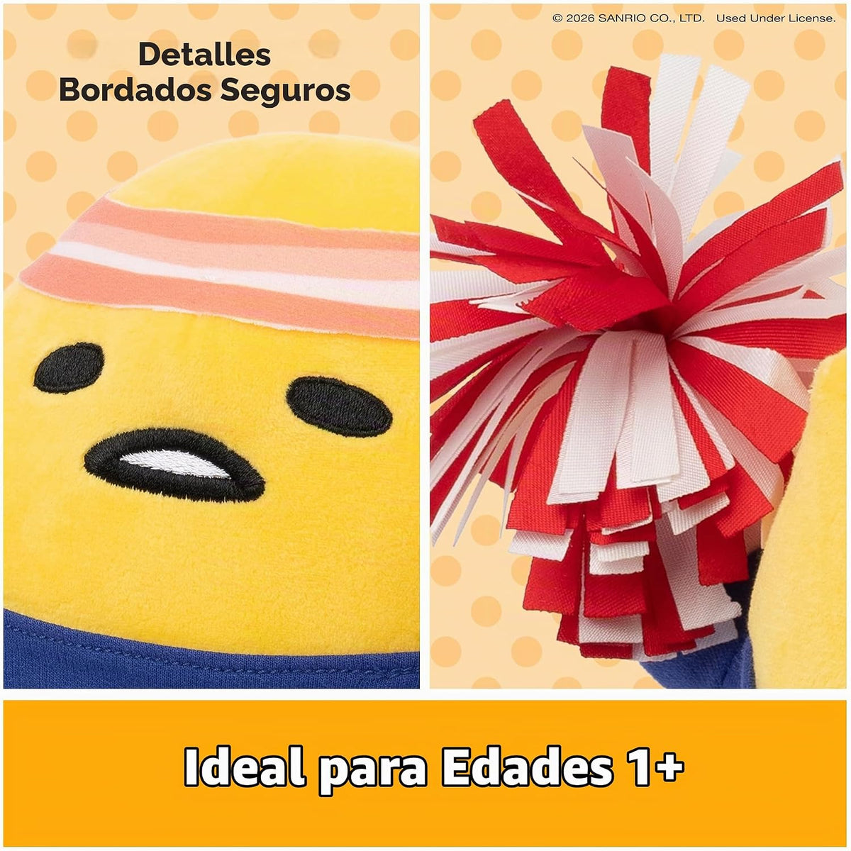 GUND Sanrio Gudetama El huevo perezoso de peluche, deportivo Gudeta...