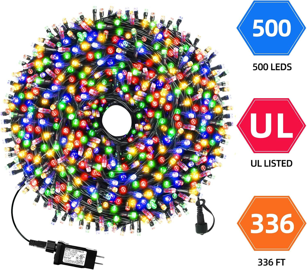 MZD8391 Luces de Navidad LED de 170 pies, 500 luces LED para interi...