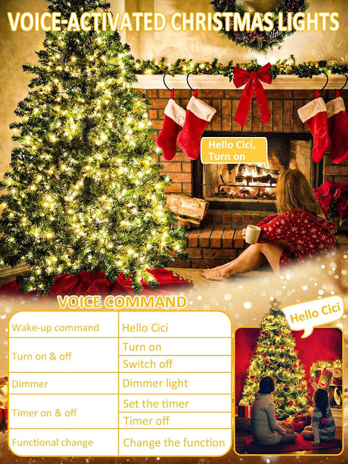 200 luces LED para árbol de Navidad con control por voz/botón para...