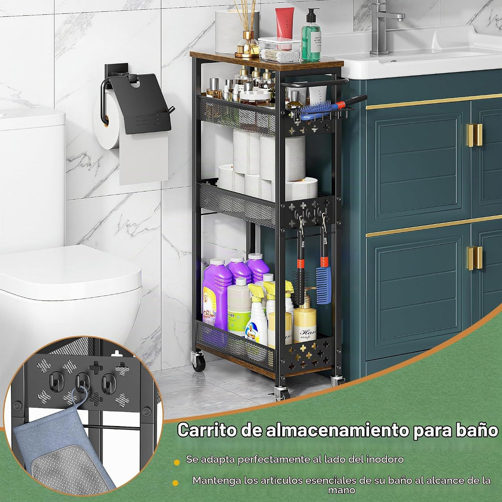 OKZEST - Carrito de organización delgado para lavandería con soport...