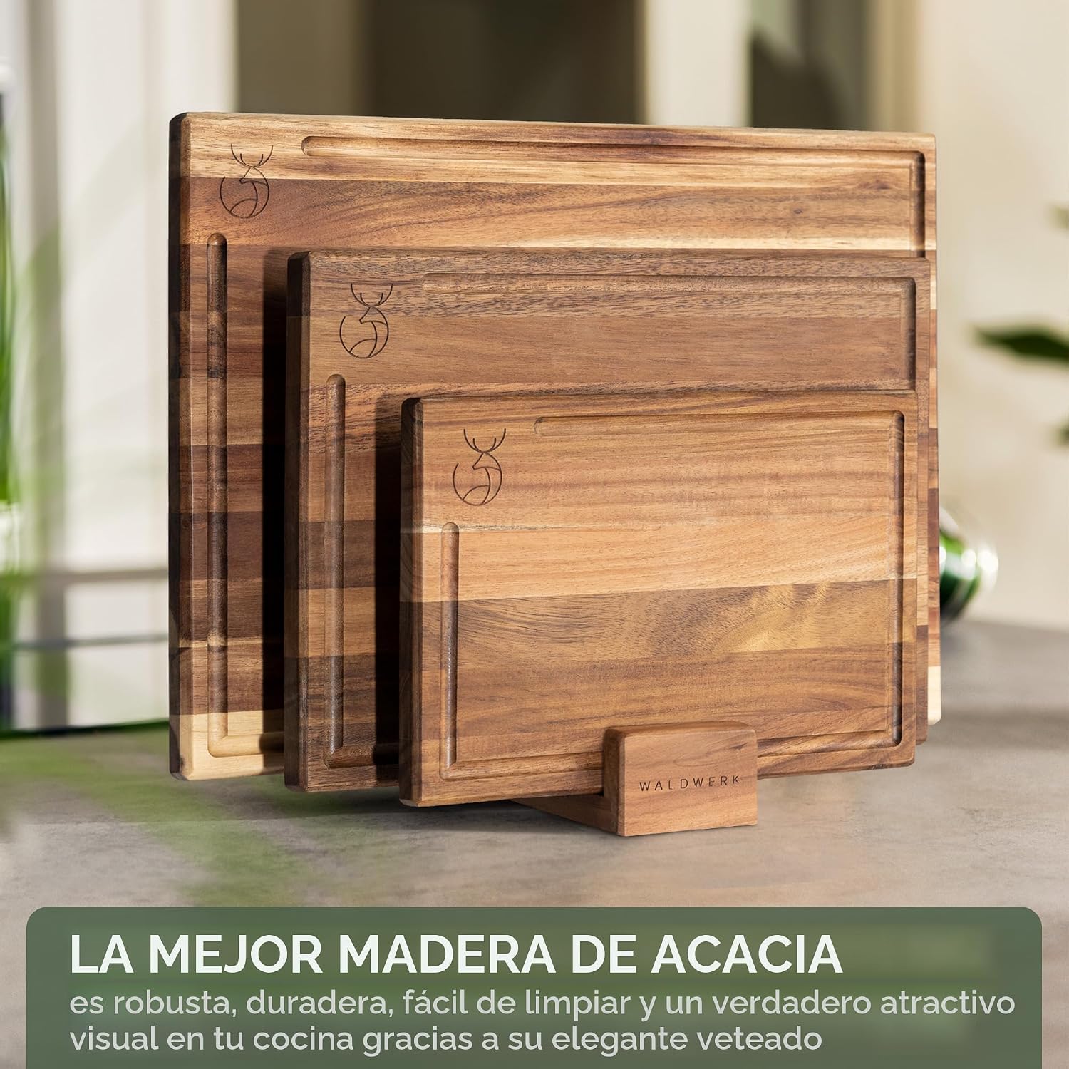 WALDWERK Juego de tablas de cortar (15.75 x 12\/13 x 9.5\/10 x 7 pu...