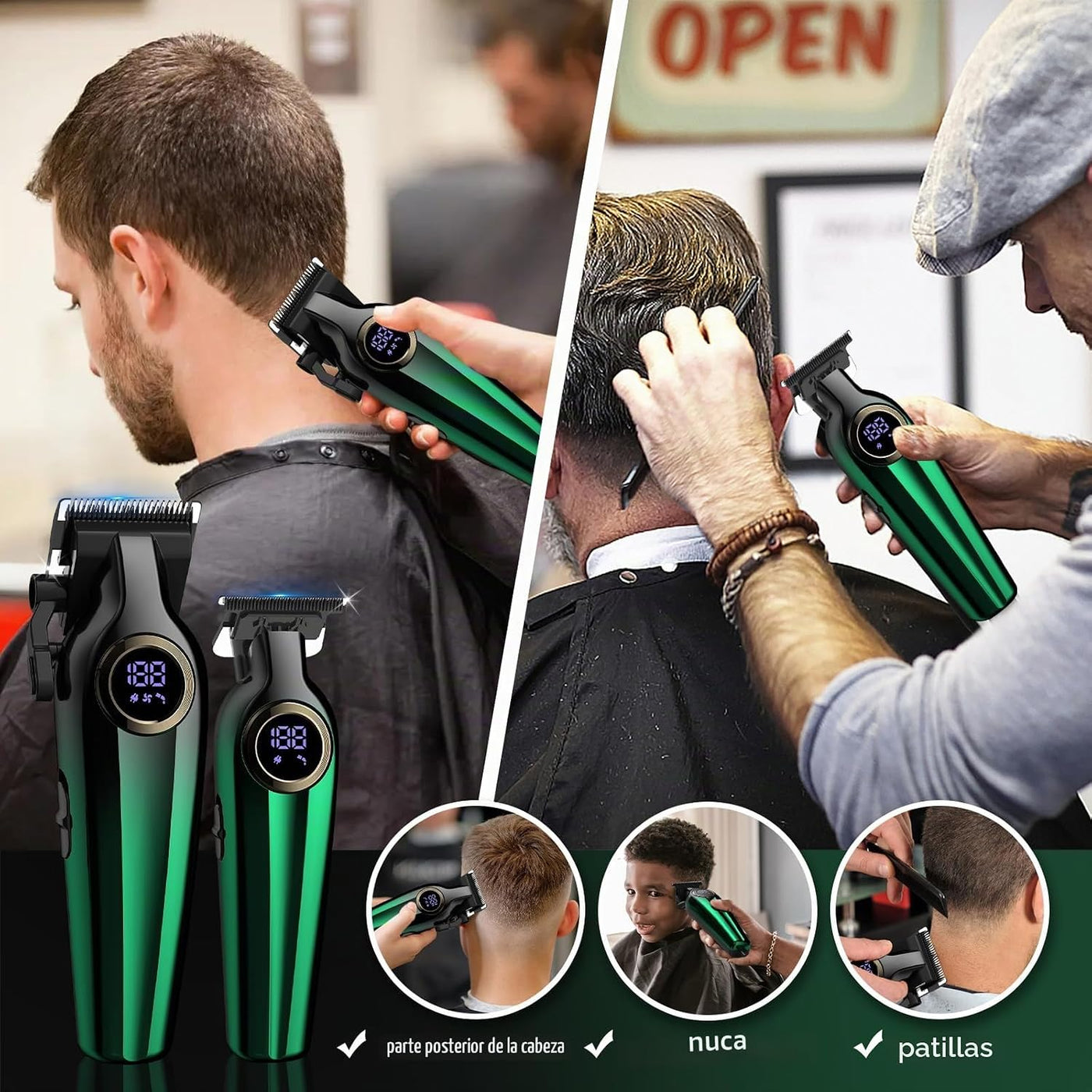 BILLAR Cortadora de pelo profesional para hombres, kit de corte de...