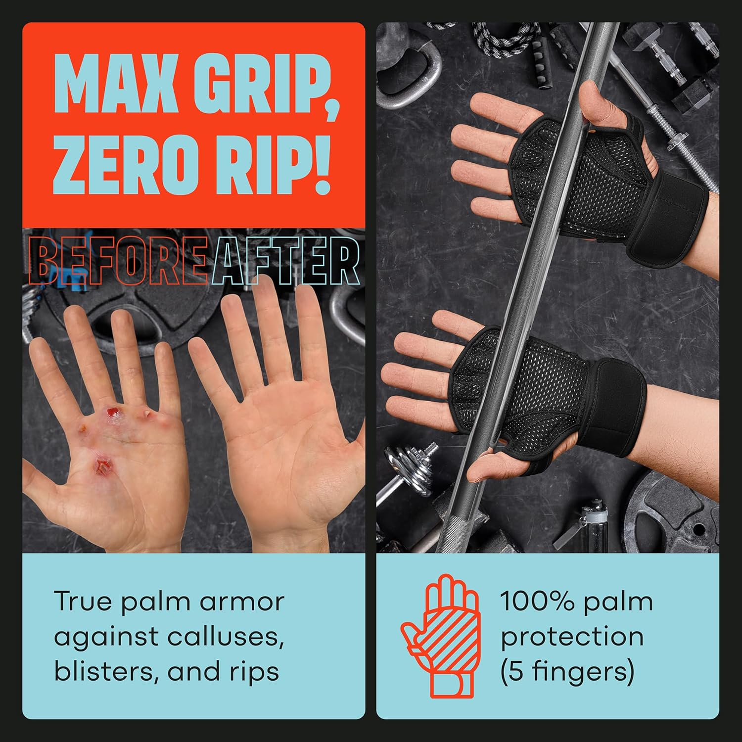 Mava Sports Guantes de gimnasio abiertos con soporte para muñeca in...