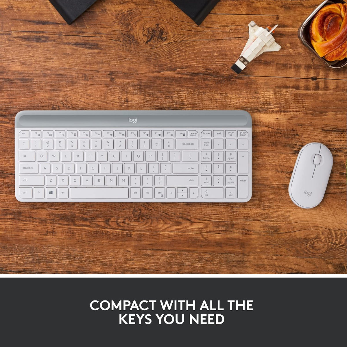 Logitech MK470 Slim Wireless Combo Teclado Compacto y Ratón - Blanc...
