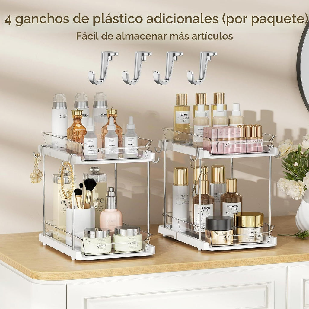 Delamu Organizador de 2 niveles para debajo del fregadero, organiza...