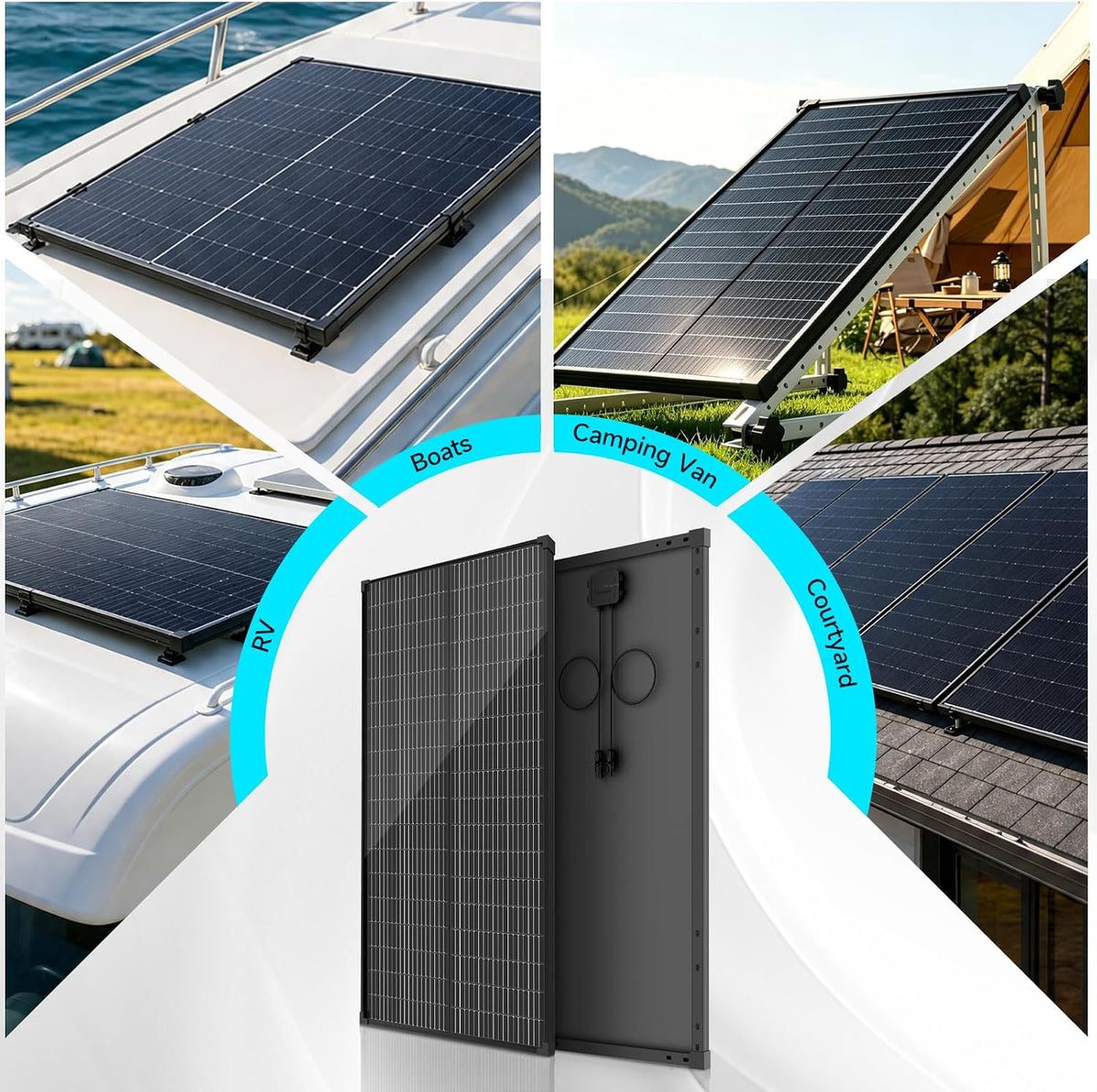 200W 2Pack 100W Paneles Solares Negro 25% Alta Eficiencia N\u2011Ty...