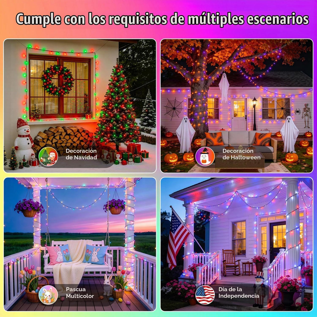 JMEXSUSS 250 luces LED inteligentes que cambian de color para Hallo...