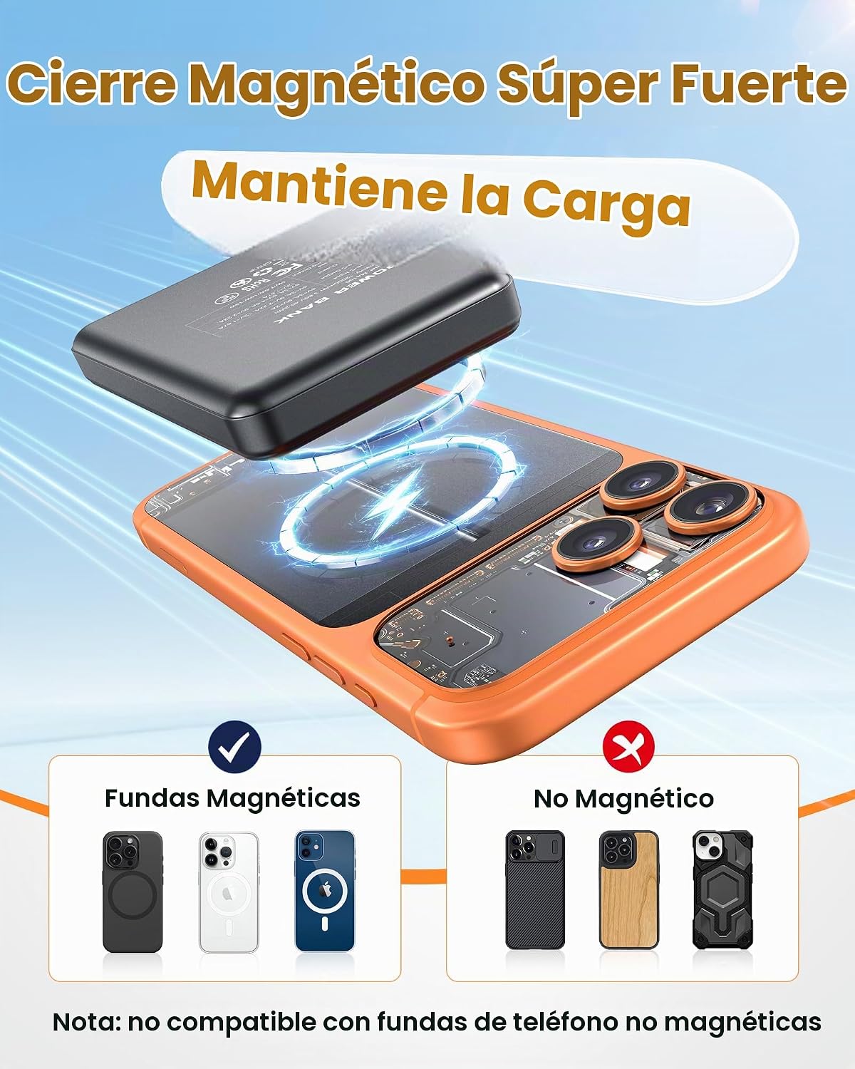 para el cargador portátil Magsafe 10000mAh batería magnética del ba...