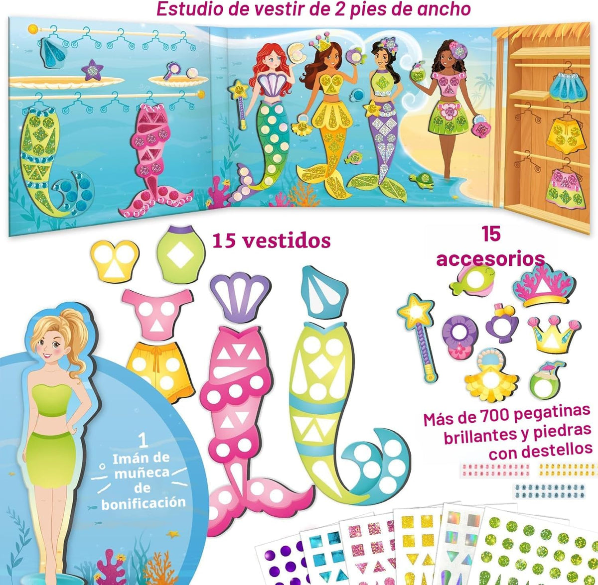 Imagimake DIY Disfraz Magnético de Sirena, 30 Vestidos y Accesorios...