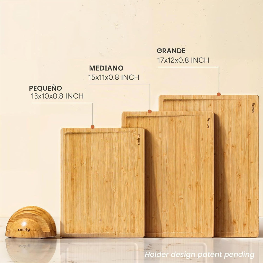 SMIRLY Tablas de Cortar de Madera para Preparación de Comidas y Ser...