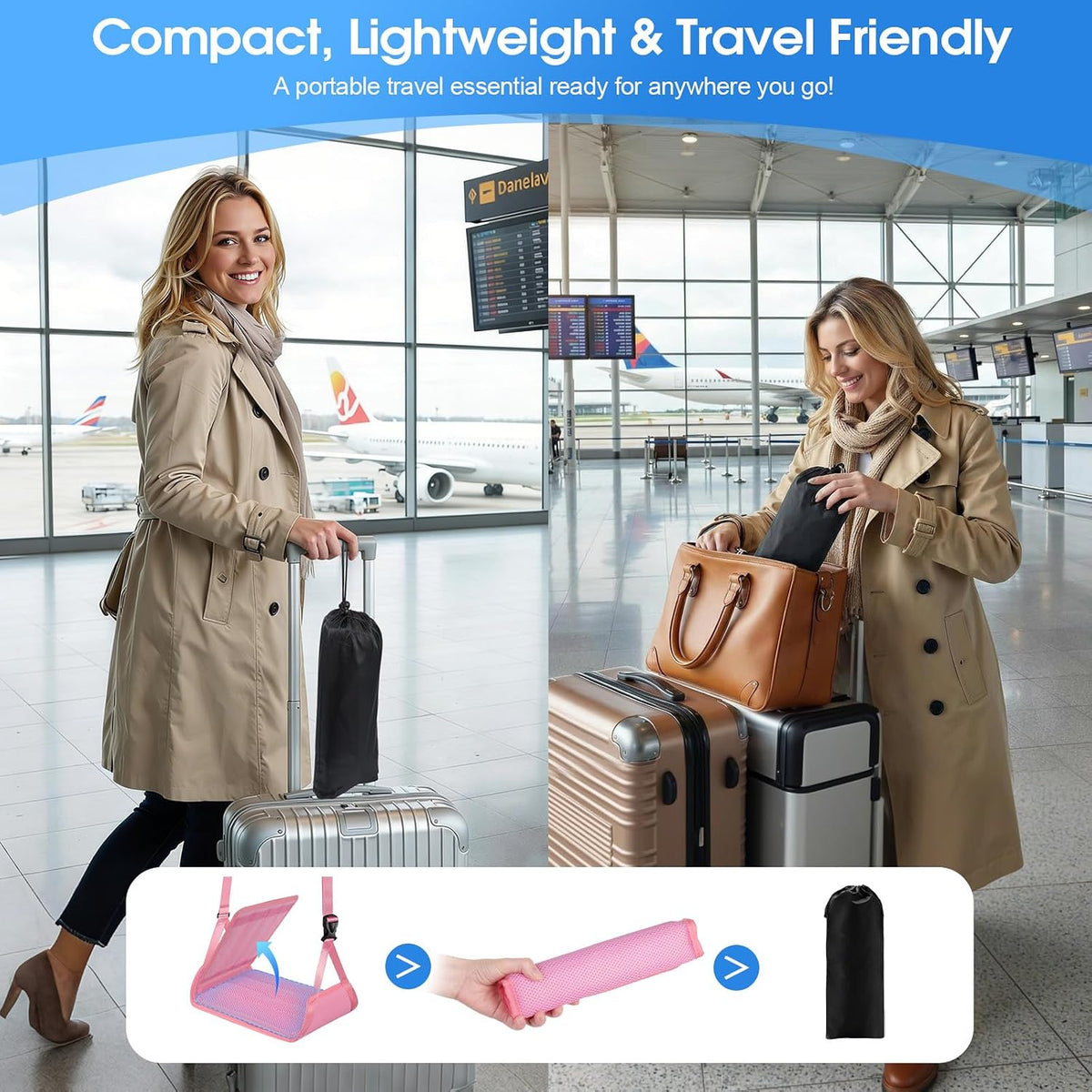 ExploreBliss Reposapiés para avión, hamaca ligera para viajes en av...