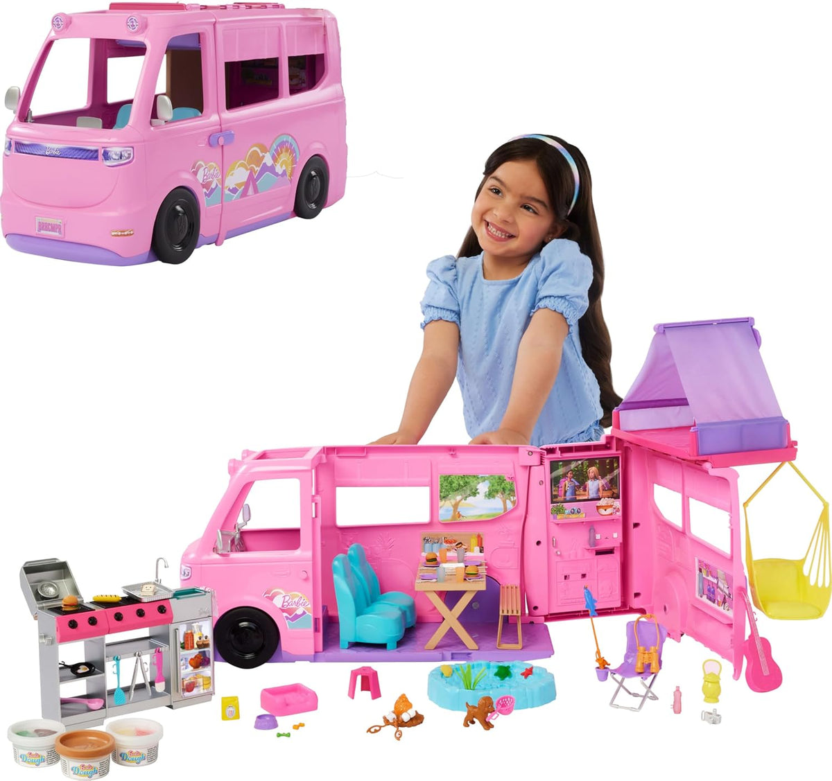 Barbie Dream Camper Playset, con accesorios para acampar | con tien...