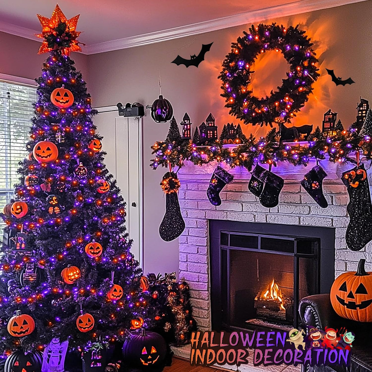JMEXSUSS 200 luces LED de Halloween para el aire libre, 66 pies, lu...