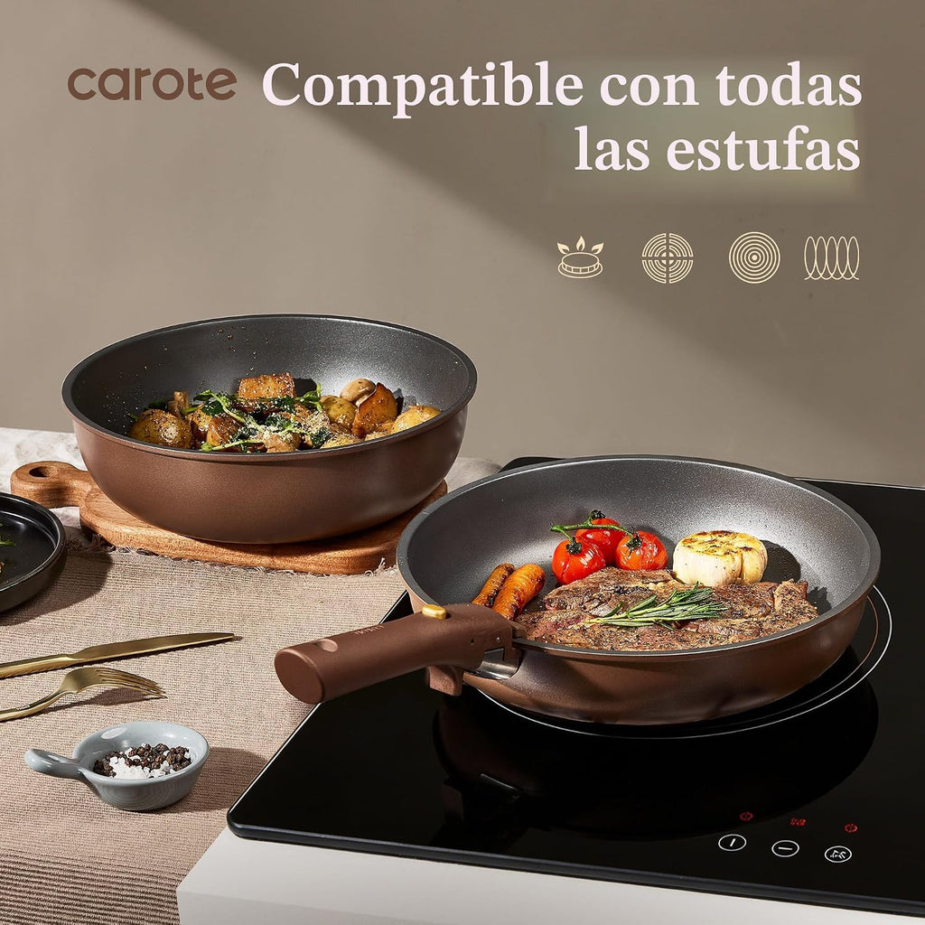 CAROTE Juego de 21 ollas y sartenes, juego de utensilios de cocina...