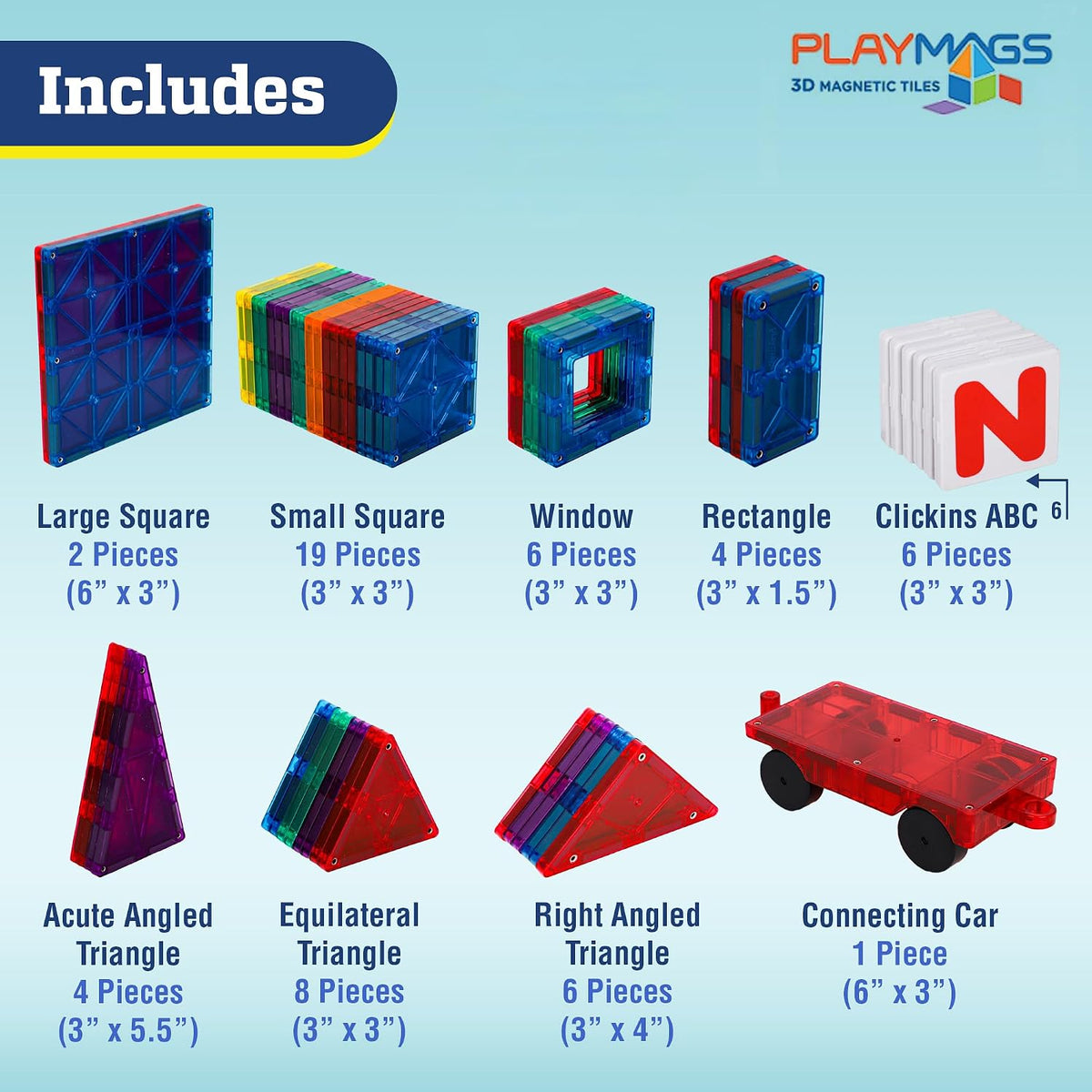 Playmags Azulejos Magnéticos Colores Claros - 50 piezas
