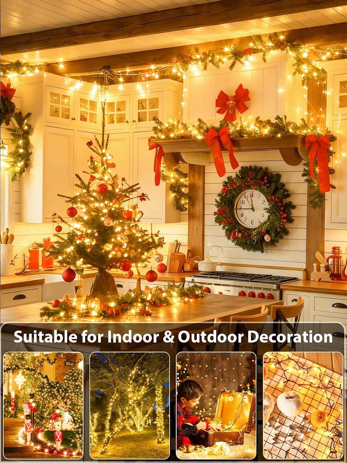 Paquete de 2 tiras de luces de Navidad extensibles para interiores...