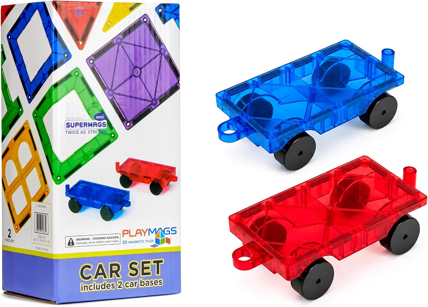 Playmags Juego magnético de coche (2 piezas) \u2013 Bases de coche...