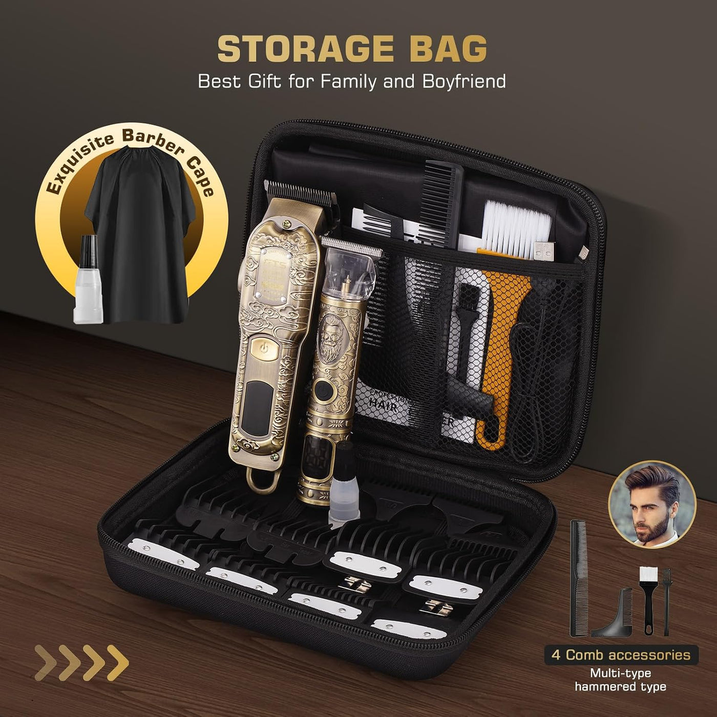 Juego de cortapelos profesional para hombres, kit de corte de pelo...
