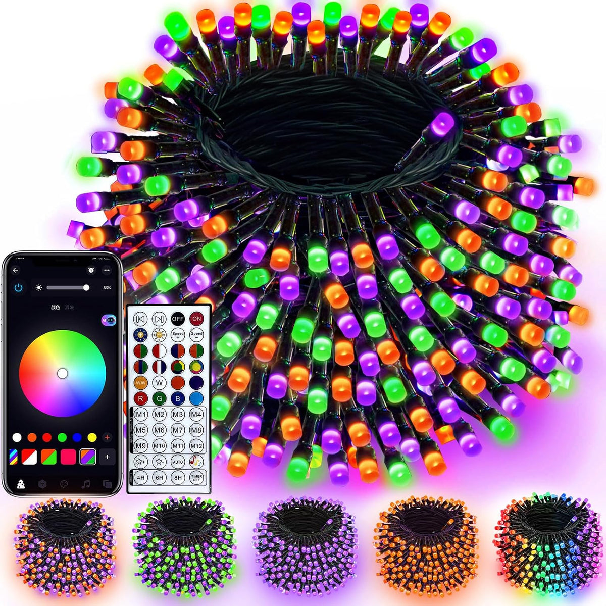 Cadena de luces inteligentes que cambian de color de 240 LED, 92 pi...