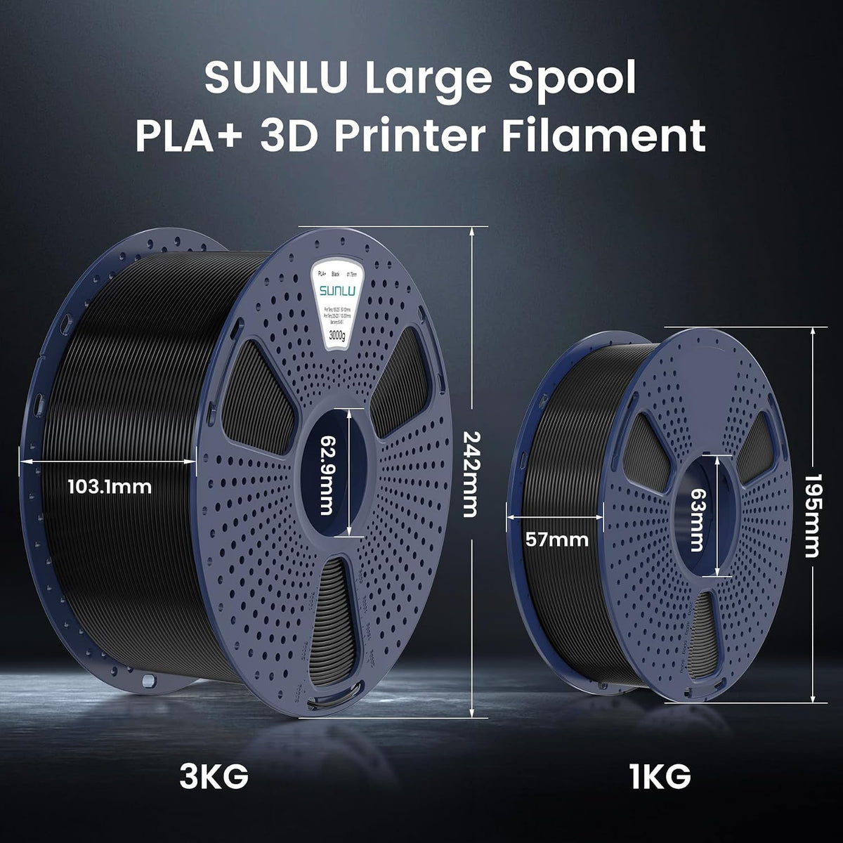 SUNLU Filamento PLA Plus para impresora 3D de 0.07 in, carrete gran...