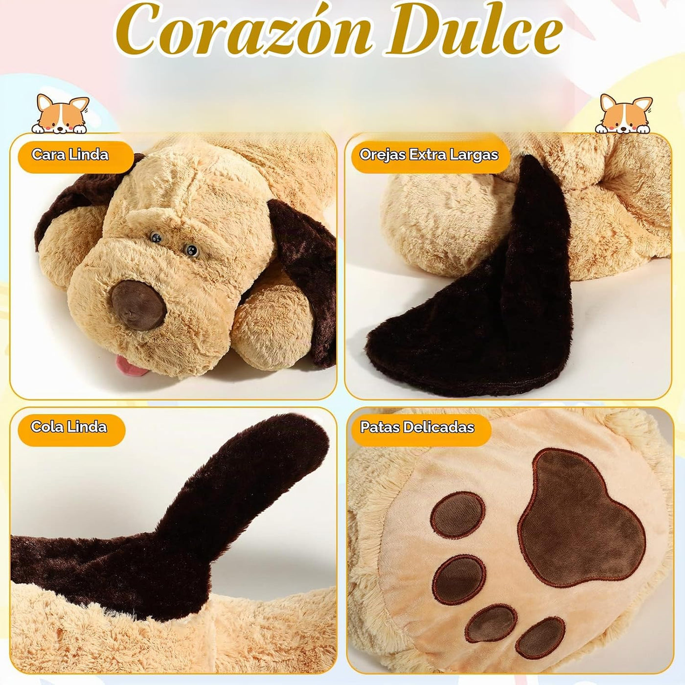 HyDren Almohada de peluche de perro gigante de 55 pulgadas | Compañ...
